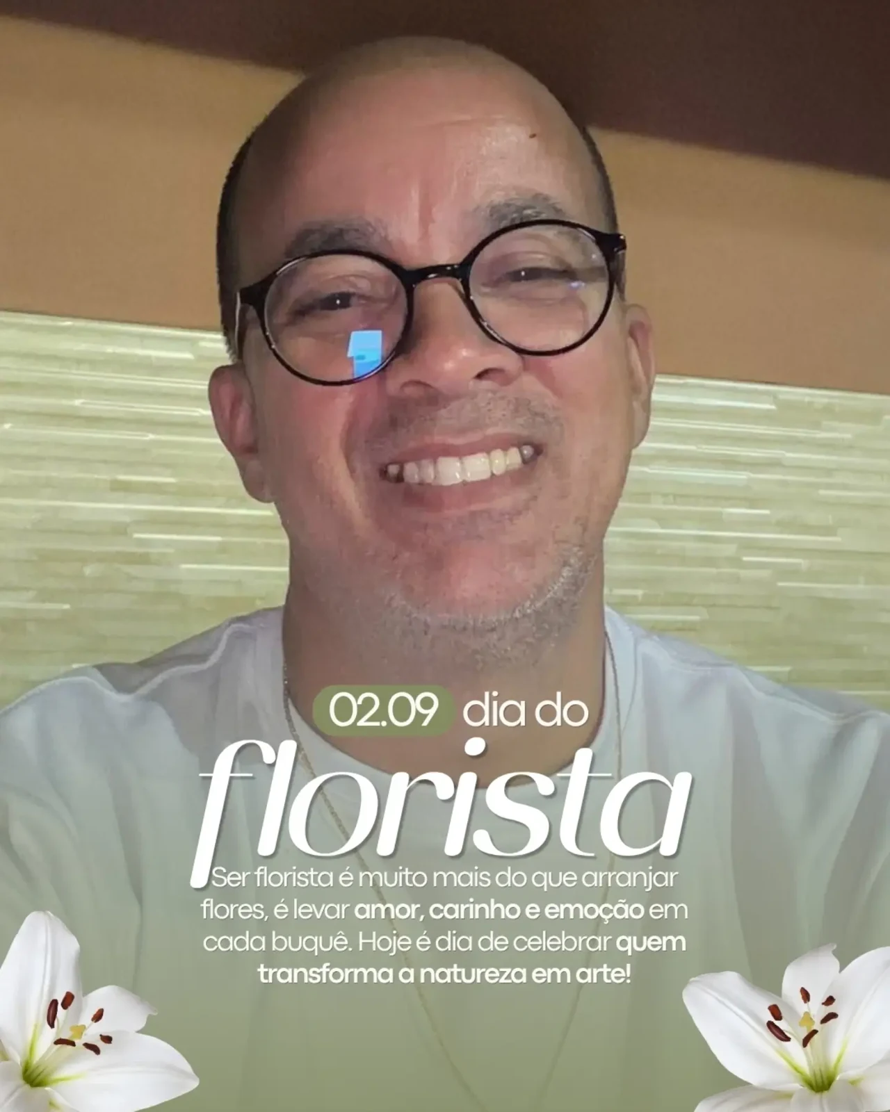 Florista da Cio da Terra, em publicação oficial do Dia do Florista